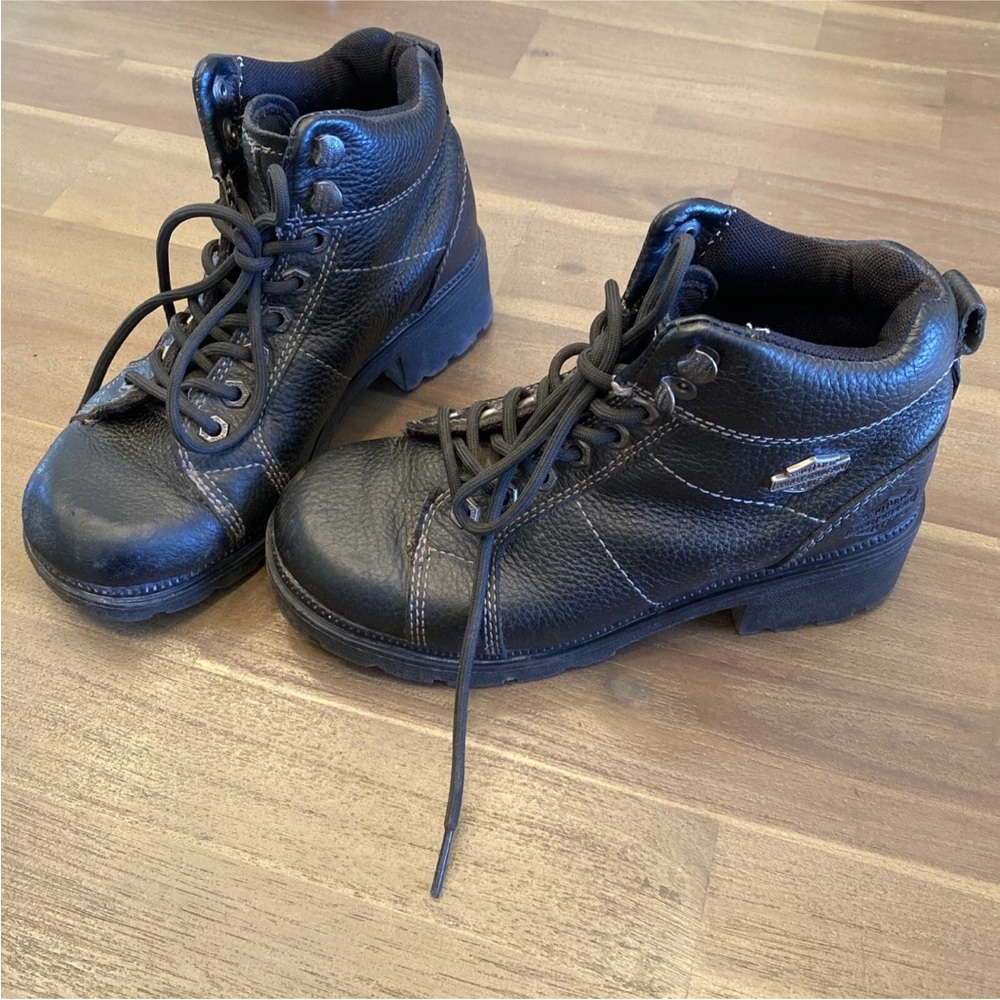 Harley Davidson Boots Womens 6.5 Biker Moto Booties Black Leather Ankle